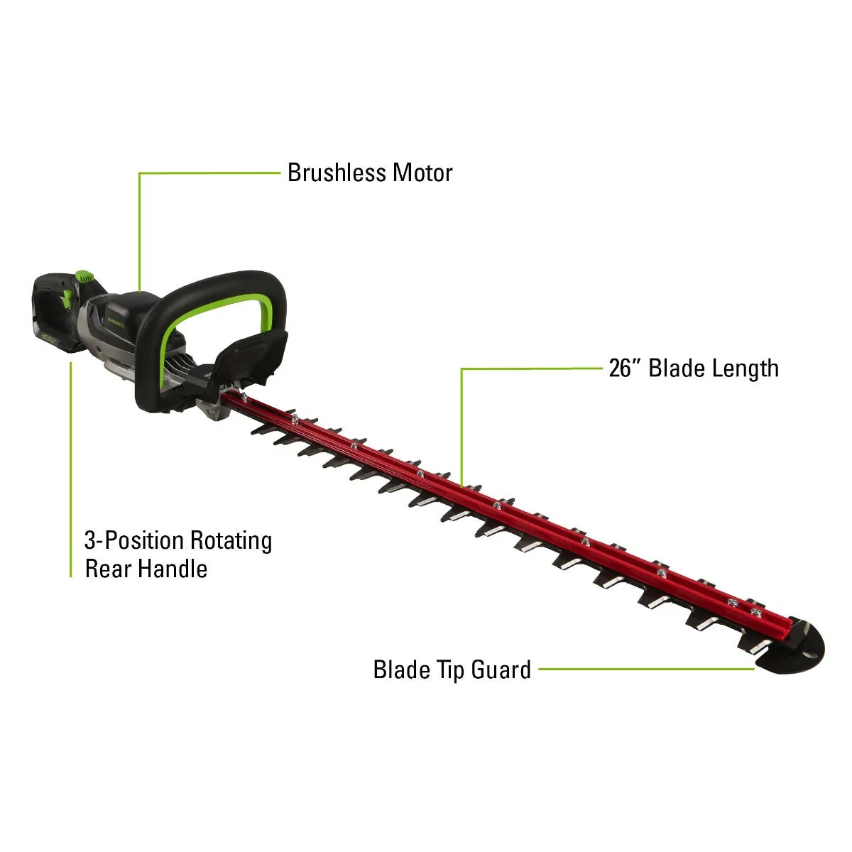 48-Volt 26" Hedge Trimmer with Battery and Charger | 48HT26 - Image 3
