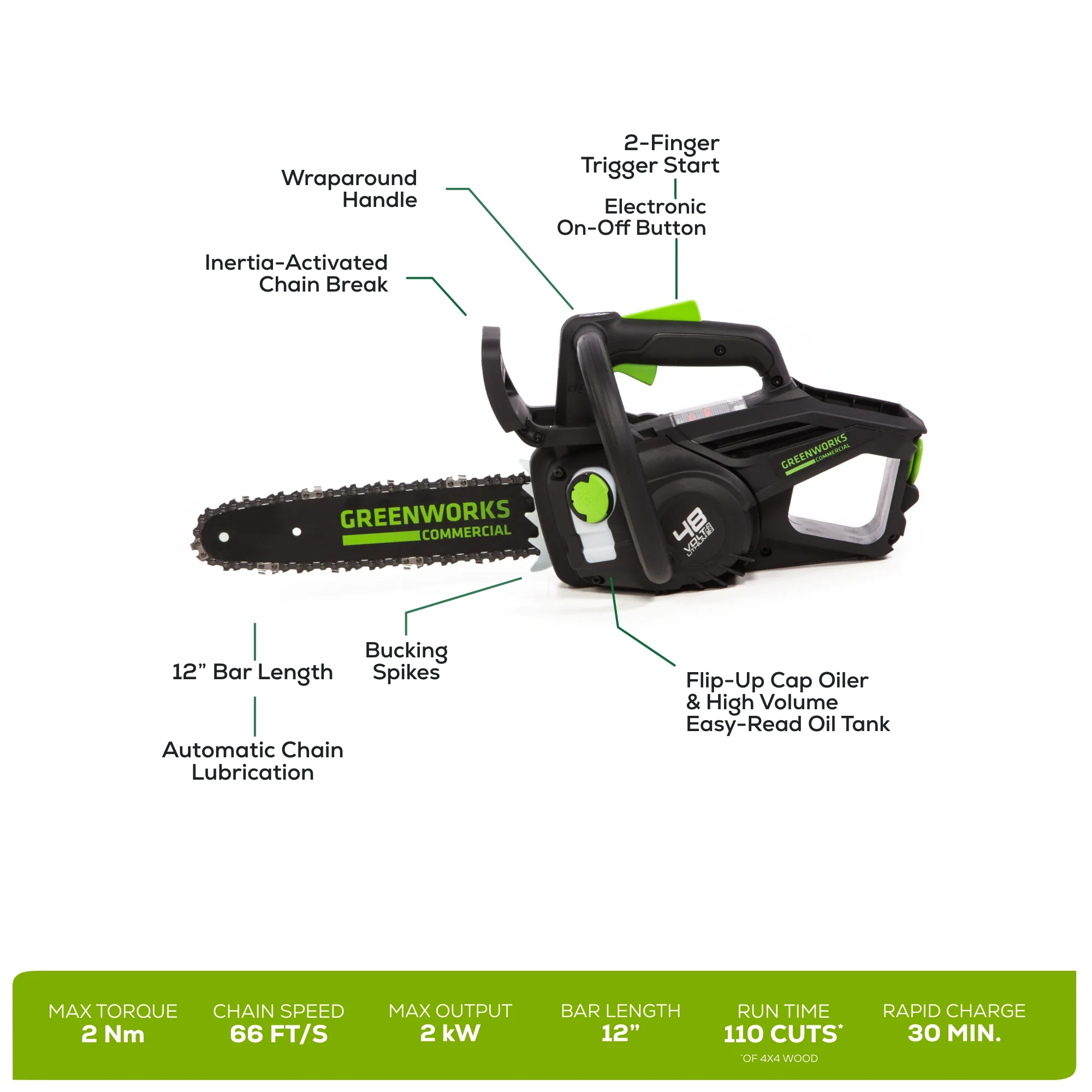 48V 12" Top-Handle Chainsaw with Battery and Charger | 48TH12 - Image 4