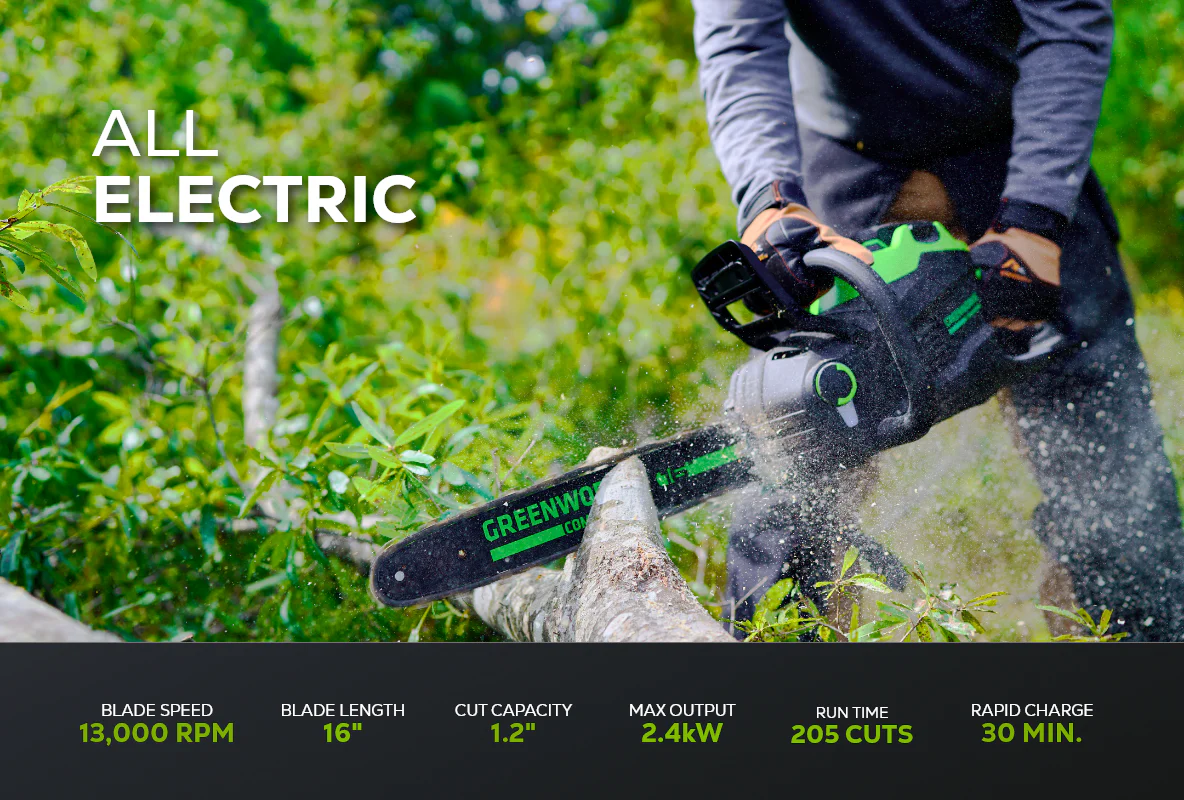 82V 16" 2.4kW Chainsaw with 4Ah Battery and Dual Port Charger | 82CS24-4DP - Image 4