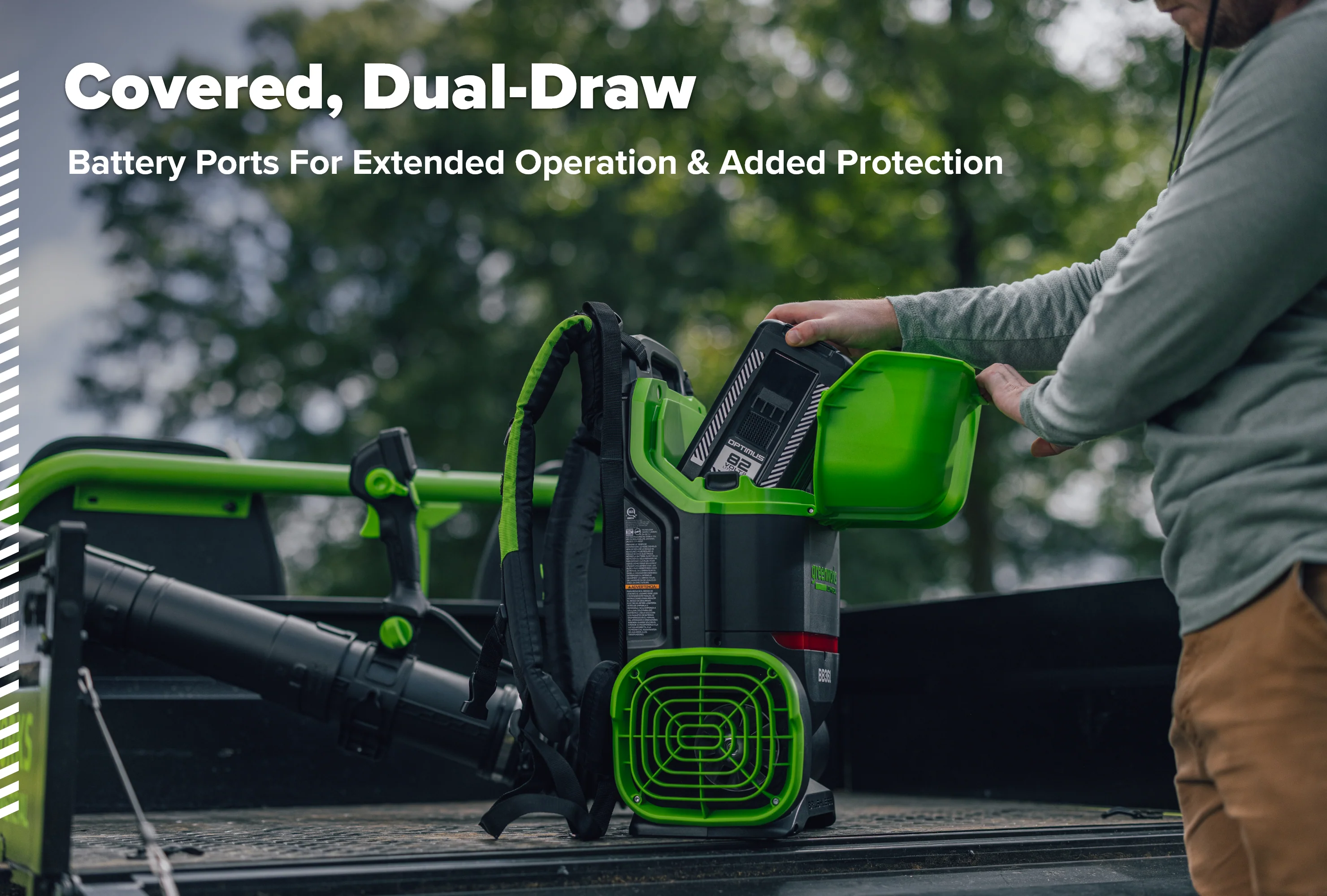 82V OPTIMUS 36N Dual-Port Backpack Blower with (2) 8Ah Batteries and Dual Port Charger | BB361-82DP - Image 7