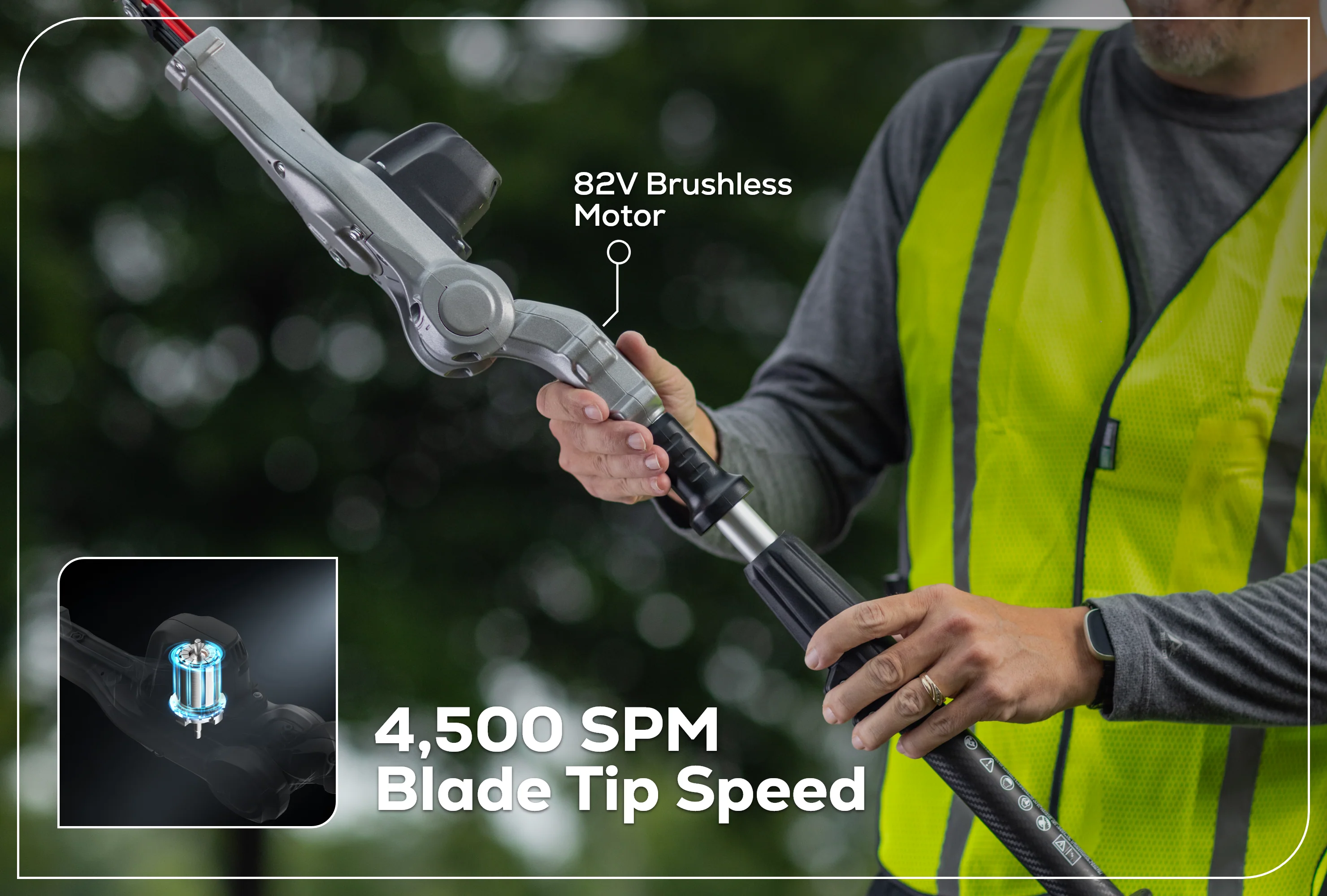 82V OPTIMUS 20" Telescoping + Articulating Pole Hedge Trimmer with CORE300 Battery and Dual-Port Charger | PH662T-C3DP - Image 8