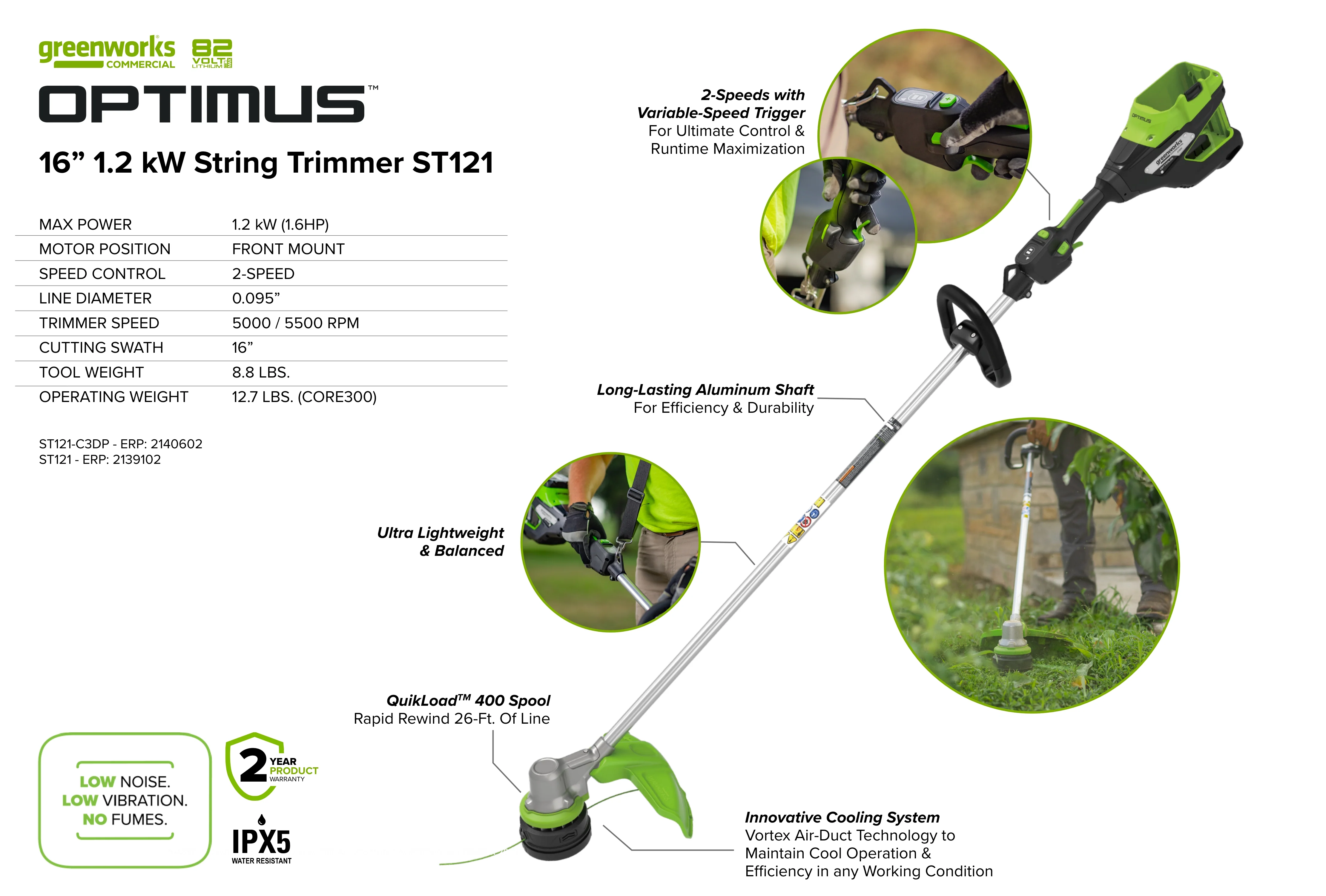 82V OPTIMUS 1.2kW 16" String Trimmer  | ST121 - Image 10