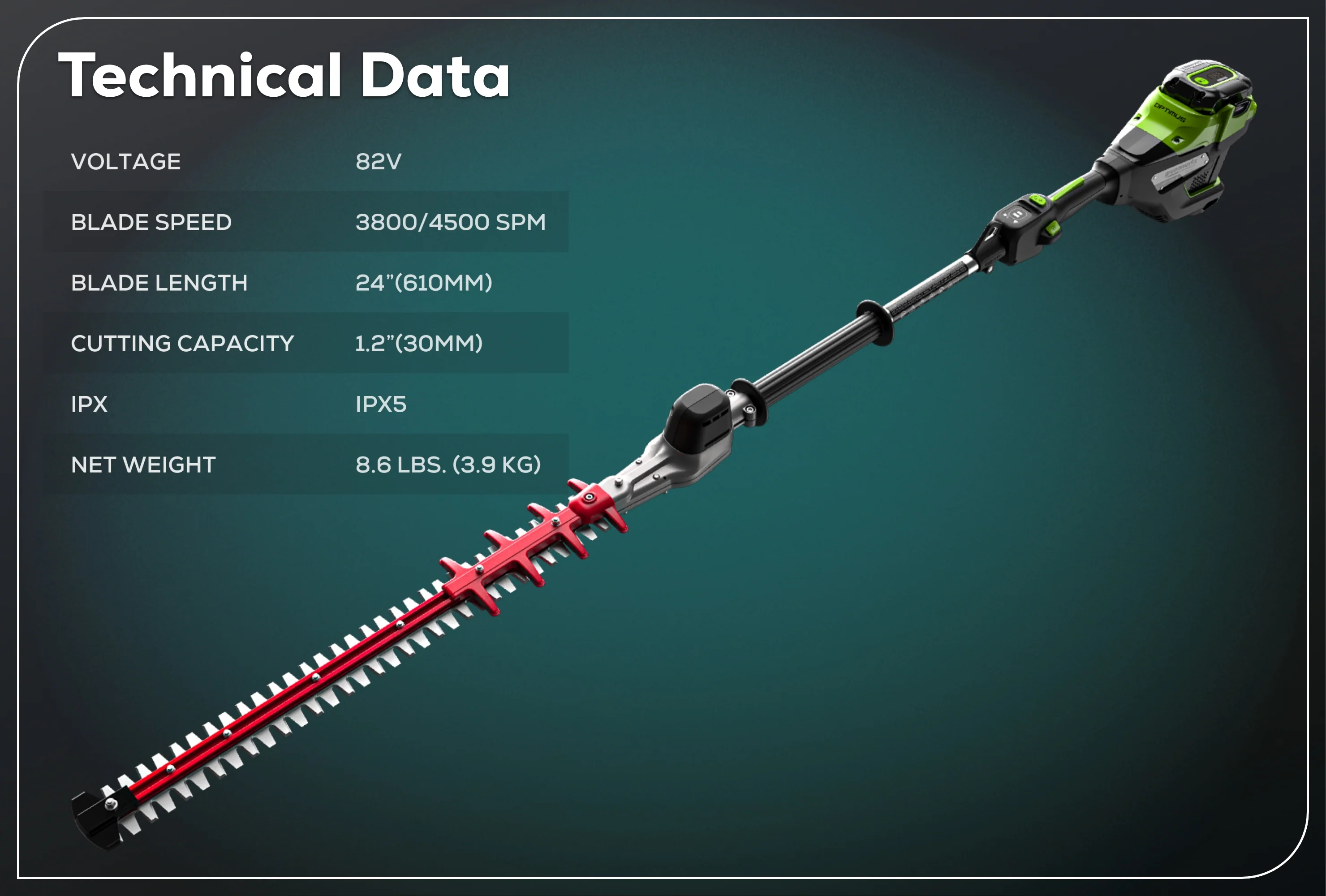82V OPTIMUS 24" Short-Pole Hedge Trimmer | PH302F - Image 13